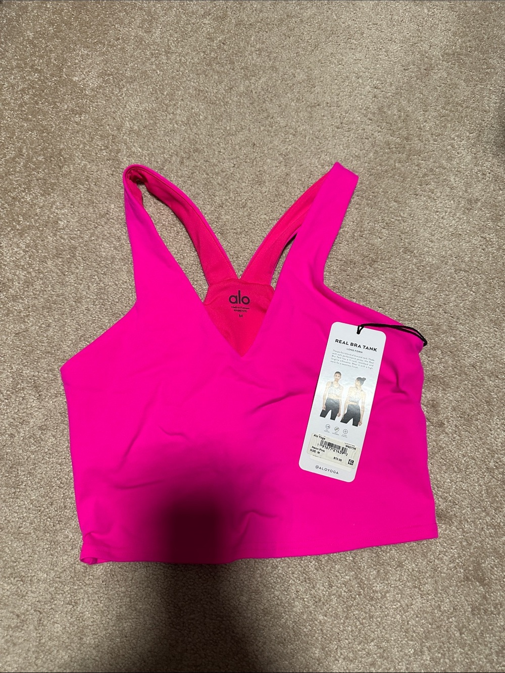 ALO Yoga Real Bra Tank - Hot Pink Cropped Sports Bra